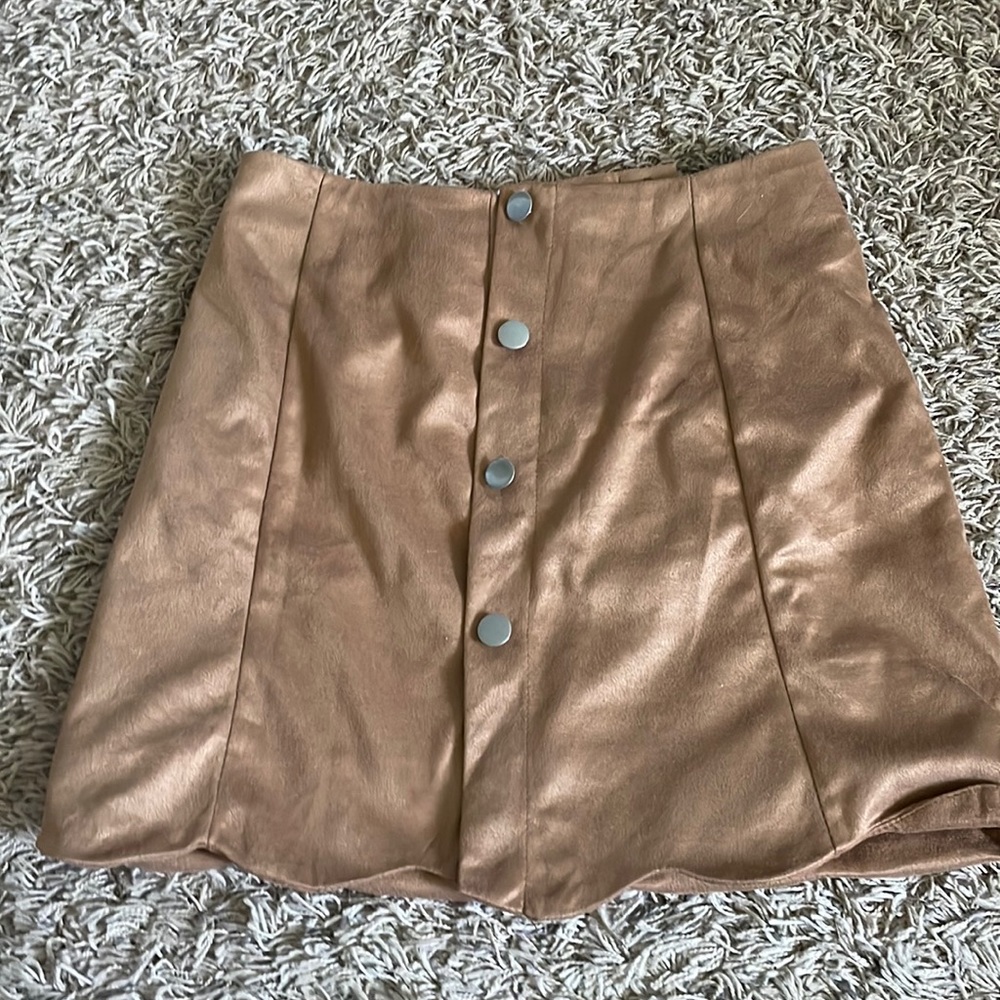 SHEIN silky tan skirt